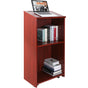 Podium Stand, 47 in Hostess Stand with 4 Rolling Wheels, Wood Podium with Storage Shelves, and Slant Desktop, V952-CTSJTZSYMDF47U54AV0