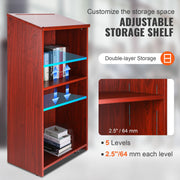Podium Stand, 47 in Hostess Stand with 4 Rolling Wheels, Wood Podium with Storage Shelves, and Slant Desktop, V952-CTSJTZSYMDF47U54AV0