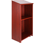 Podium Stand, 47 in Hostess Stand with 4 Rolling Wheels, Wood Podium with Storage Shelves, and Slant Desktop, V952-CTSJTZSYMDF47U54AV0
