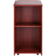 Podium Stand, 47 in Hostess Stand with 4 Rolling Wheels, Wood Podium with Storage Shelves, and Slant Desktop, V952-CTSJTZSYMDF47U54AV0