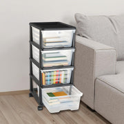 Plastic Storage Drawers Cart, 4 Drawers Storage Organizer with Wheels, Rolling Closet Organization and V952-CWCT1SLJL4G13PBKB001V0