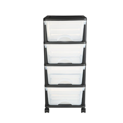 Plastic Storage Drawers Cart, 4 Drawers Storage Organizer with Wheels, Rolling Closet Organization and V952-CWCT1SLJL4G13PBKB001V0