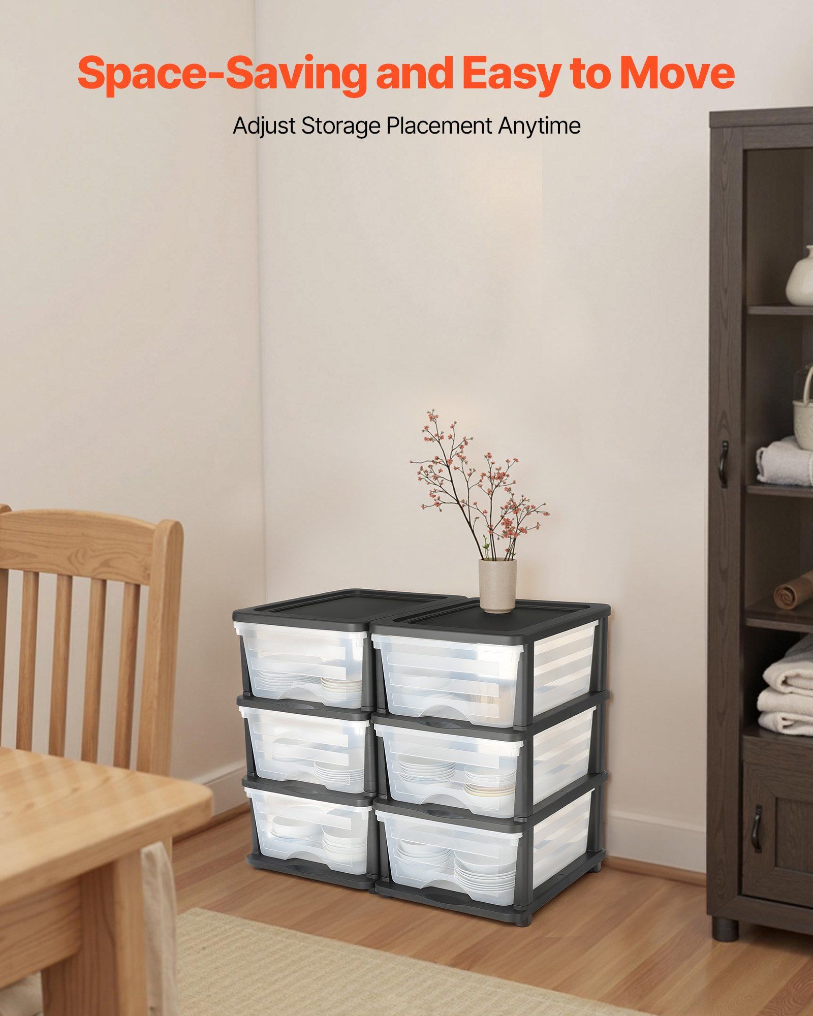 Plastic Storage Drawers, 2 Pack Storage Organizer Drawer, 6 Drawers Closet Organization and Storage Dividers, V952-CWCT1YKLDD1GCPFV6001V0