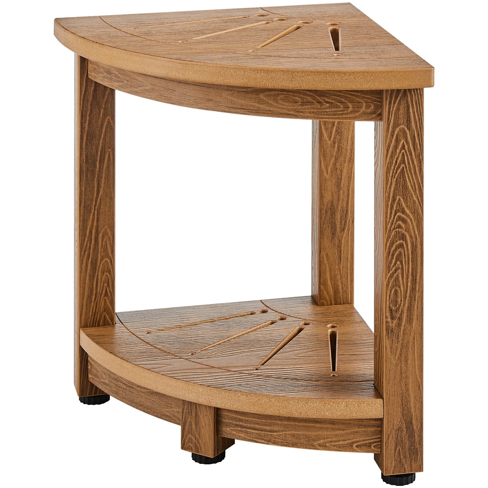 Corner Shower Bench, 16.5" Height 12.8" Radius, Faux Wood Grain Polystyrene, 158KGS with Storage Shelf, Water V952-CWDSL128INCHWXKBGV0