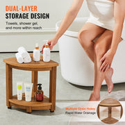 Corner Shower Bench, 16.5" Height 12.8" Radius, Faux Wood Grain Polystyrene, 158KGS with Storage Shelf, Water V952-CWDSL128INCHWXKBGV0