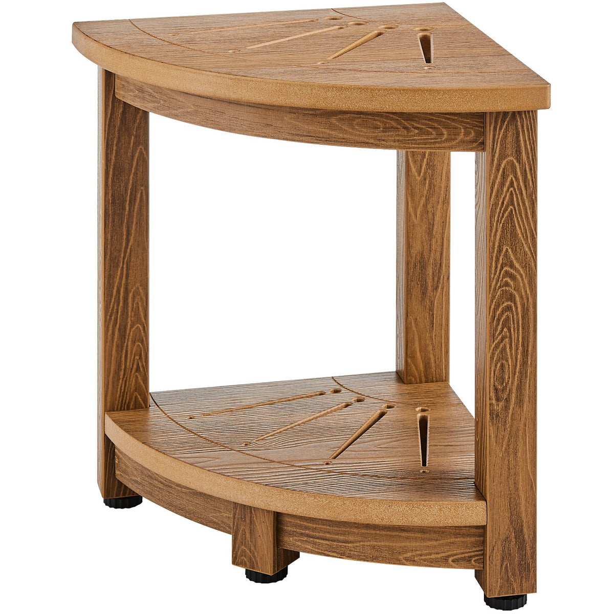 Corner Shower Bench, 16.5" Height 12.8" Radius, Faux Wood Grain Polystyrene, 158KGS with Storage Shelf, Water V952-CWDSL128INCHWXKBGV0