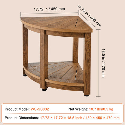 Corner Shower Bench, 18.5" Height 17.75" Radius, Faux Wood Grain Polystyrene,159KGS with Storage Shelf, Water V952-CWDSL1775INCVD6RIV0