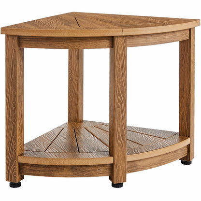 Corner Shower Bench, 18.5" Height 17.75" Radius, Faux Wood Grain Polystyrene,159KGS with Storage Shelf, Water V952-CWDSL1775INCVD6RIV0