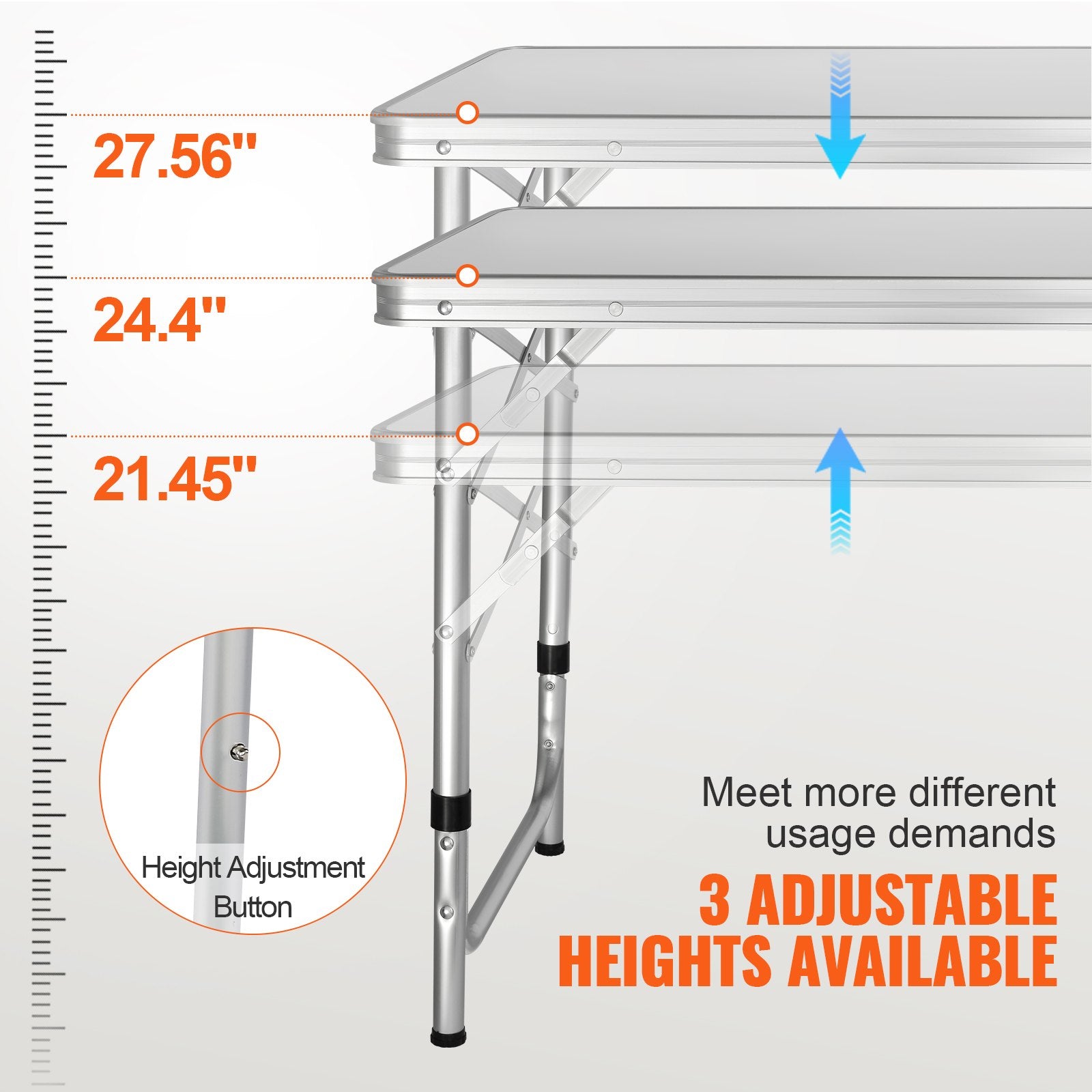 Camping Kitchen Table, Quick set-up Folding Camping Table with A Carrying Bag, 3 Adjustable Heights, MDF V952-CWJKYDCFHSHSB10K7V0