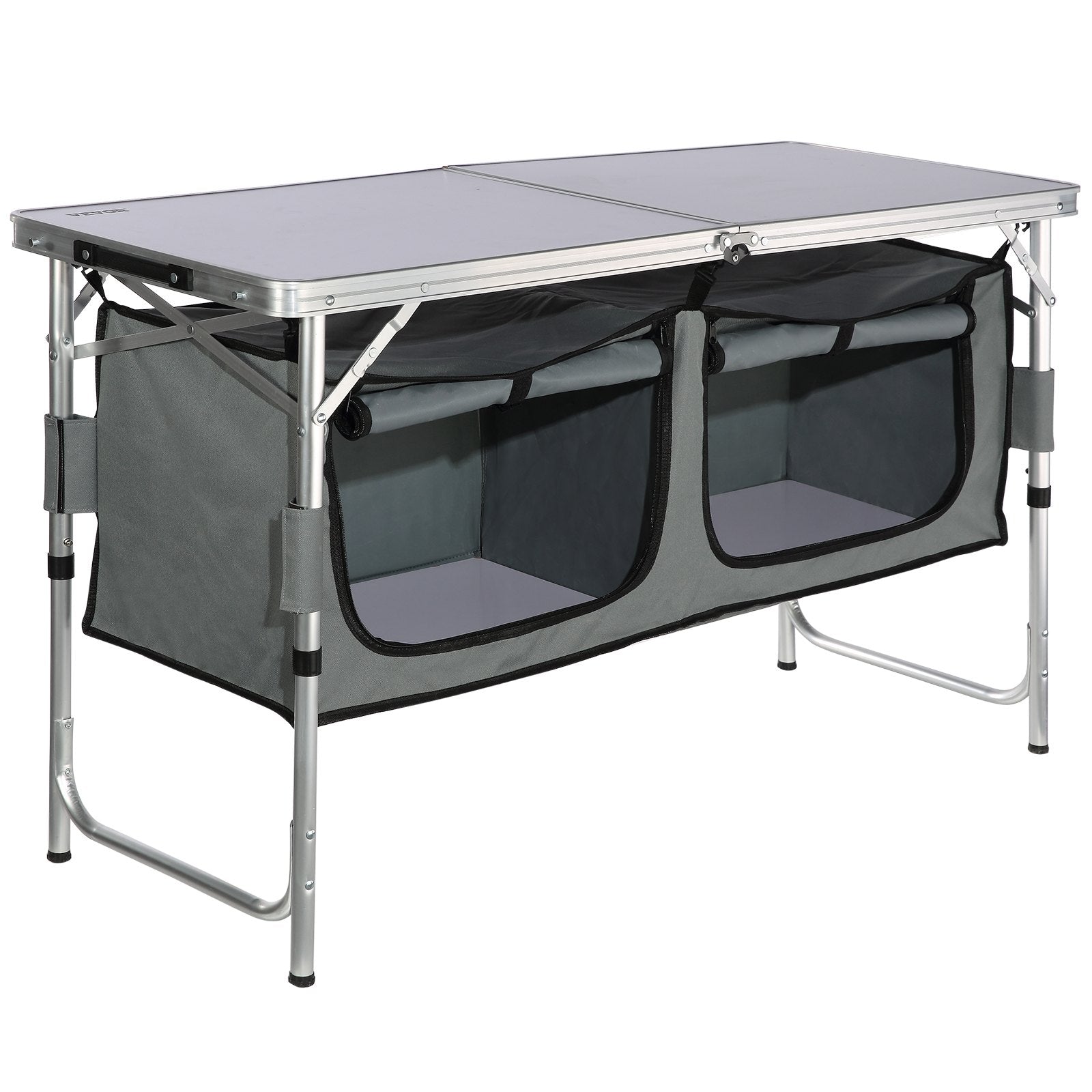 Camping Kitchen Table, Quick set-up Folding Camping Table with A Carrying Bag, 3 Adjustable Heights, MDF V952-CWJKYDCFHSHSB10K7V0