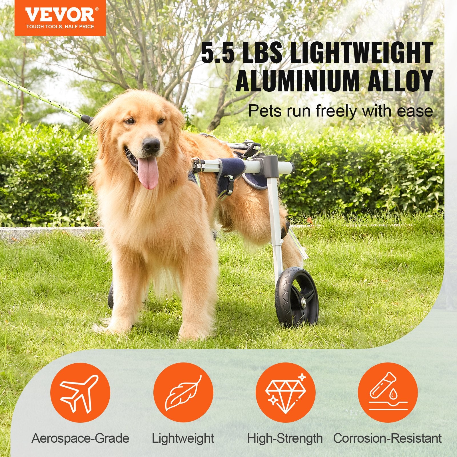 2 Wheels Dog Wheelchair for Back Legs, Pet Wheelchair Lightweight & Adjustable Assisting in Healing, Dog V952-CWLYLLSLLSZHTMYXJV0