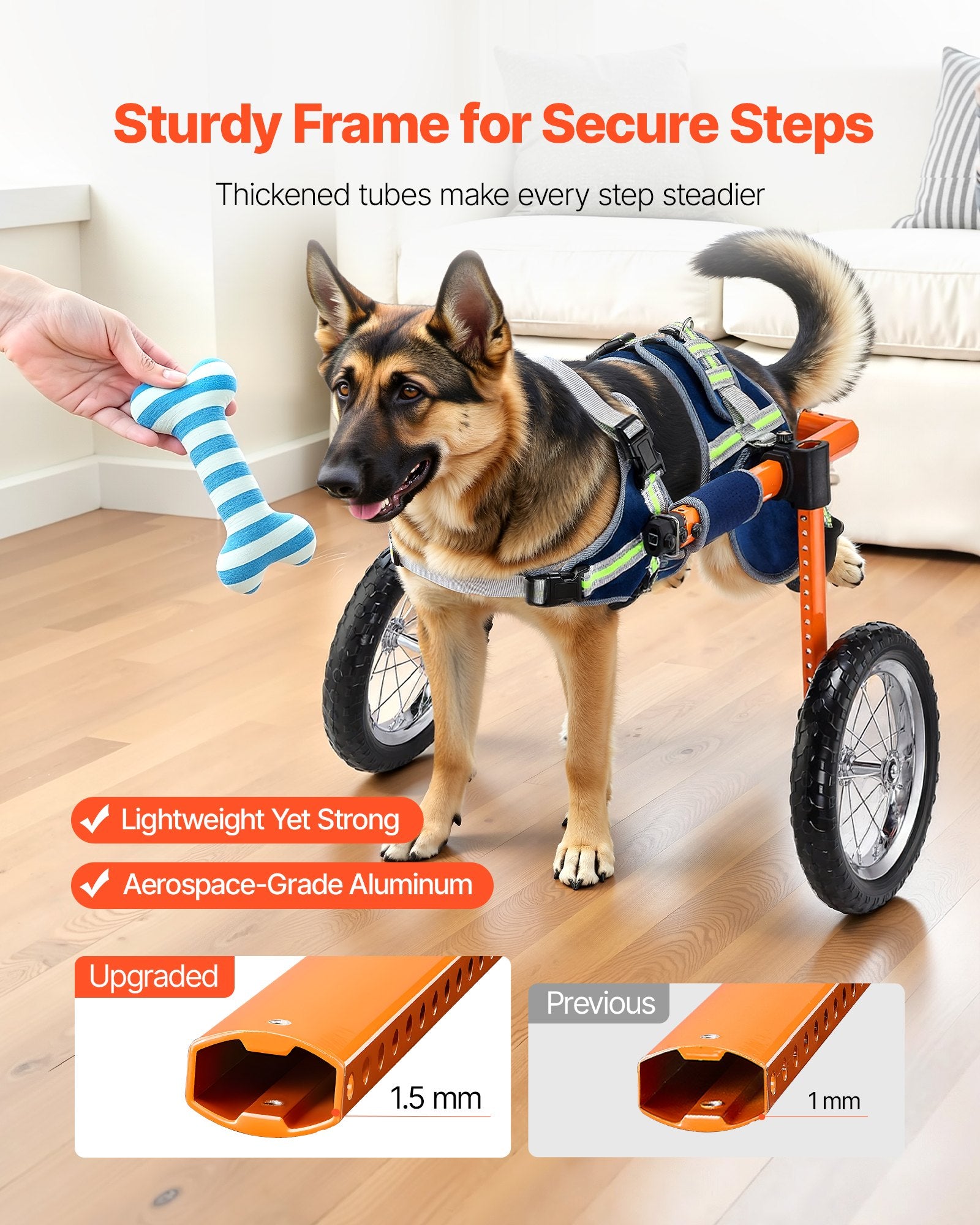 Dog Wheelchair for Back Legs, Lightweight 2 Wheels Pet Wheelchair, Height, Width & Length Adjustable, Dog V952-CWLYLLSTDHXL2W9B4001V0