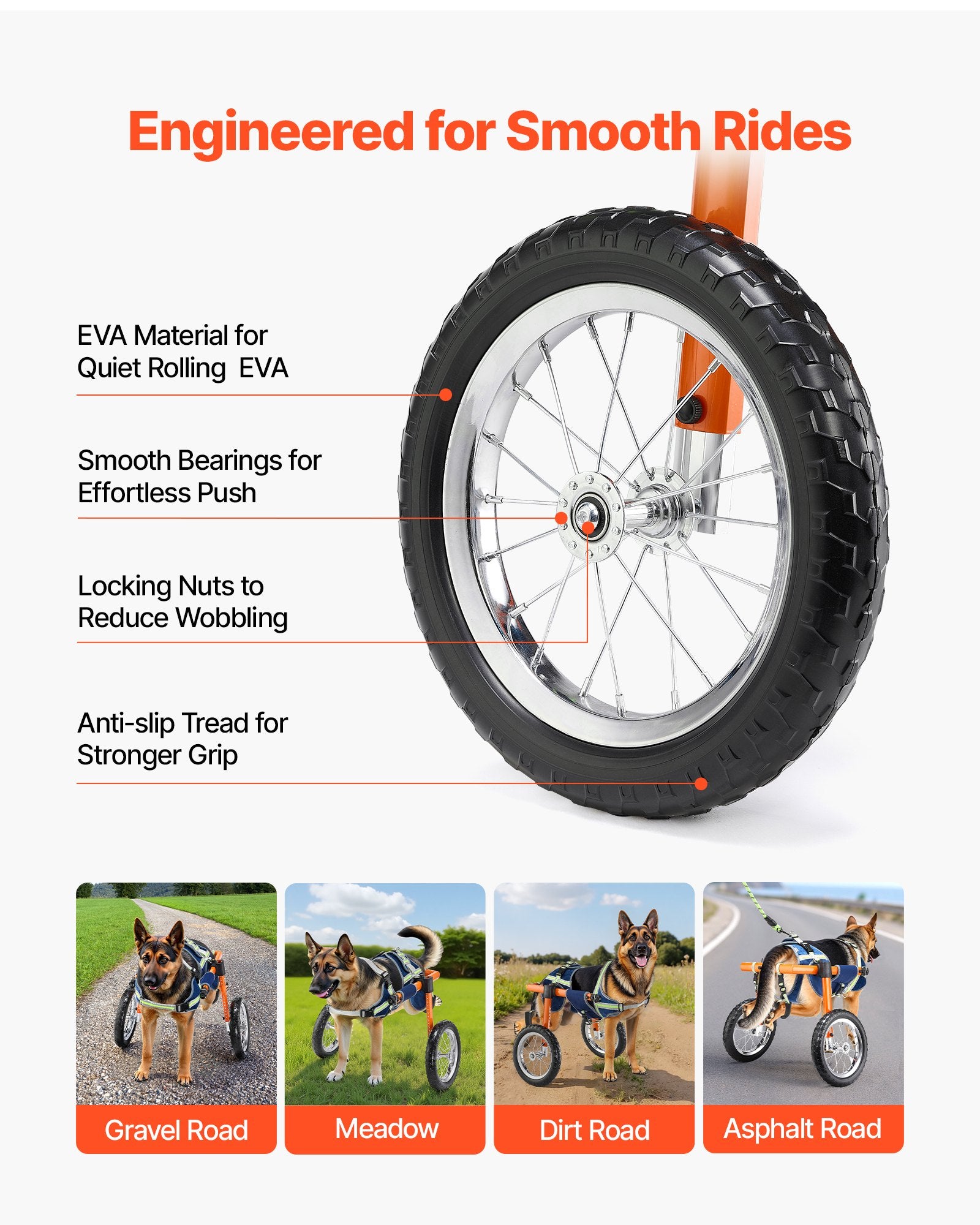 Dog Wheelchair for Back Legs, Lightweight 2 Wheels Pet Wheelchair, Height, Width & Length Adjustable, Dog V952-CWLYLLSTDHXL2W9B4001V0