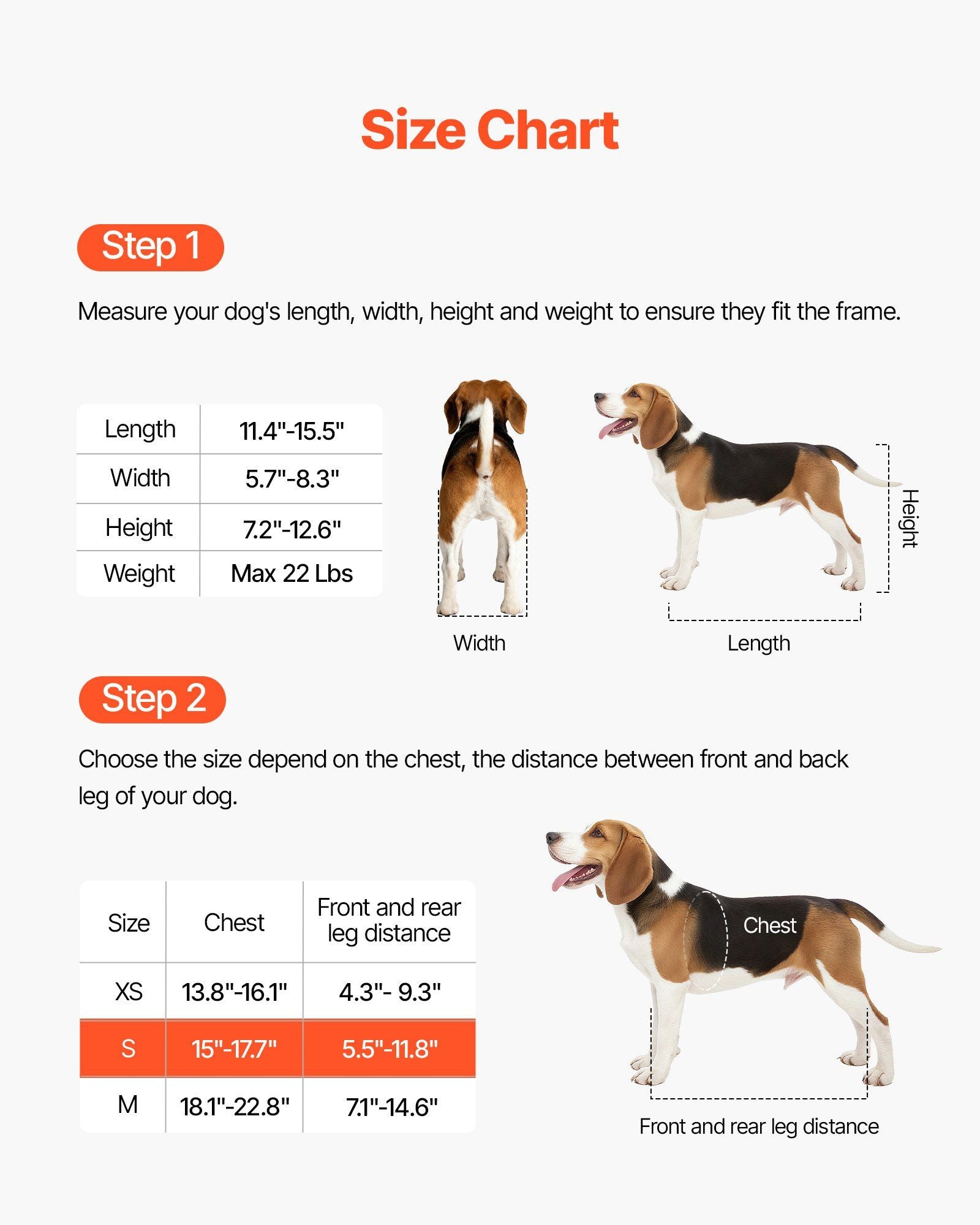 Dog Wheelchair for Back Legs, Adjustable 2 Wheels Pet Wheelchair, Lightweight  Dog Cart with Shock-Absorbing Wheels, Mobility Support Wheel Chair for Disabled Injured Dogs up to 10kg, Small