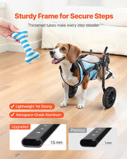 Dog Wheelchair for Back Legs, Adjustable 2 Wheels Pet Wheelchair, Lightweight  Dog Cart with Shock-Absorbing Wheels, Mobility Support Wheel Chair for Disabled Injured Dogs up to 10kg, Small