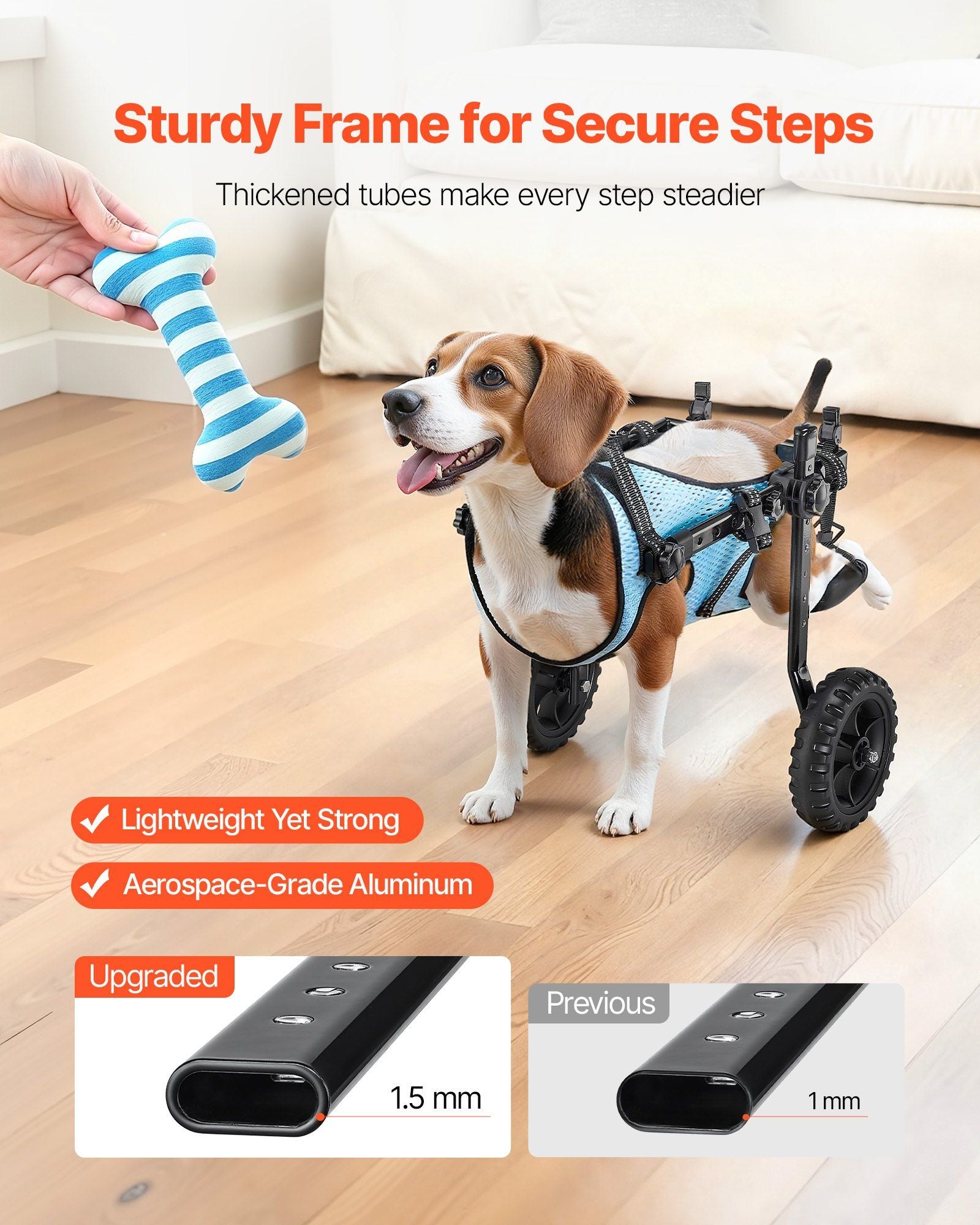Dog Wheelchair for Back Legs, Adjustable 2 Wheels Pet Wheelchair, Lightweight  Dog Cart with Shock-Absorbing Wheels, Mobility Support Wheel Chair for Disabled Injured Dogs up to 10kg, Small