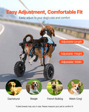 Dog Wheelchair for Back Legs, Adjustable 2 Wheels Pet Wheelchair, Lightweight  Dog Cart with Shock-Absorbing Wheels, Mobility Support Wheel Chair for Disabled Injured Dogs up to 10kg, Small
