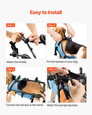 Dog Wheelchair for Back Legs, Adjustable 2 Wheels Pet Wheelchair, Lightweight  Dog Cart with Shock-Absorbing Wheels, Mobility Support Wheel Chair for Disabled Injured Dogs up to 10kg, Small