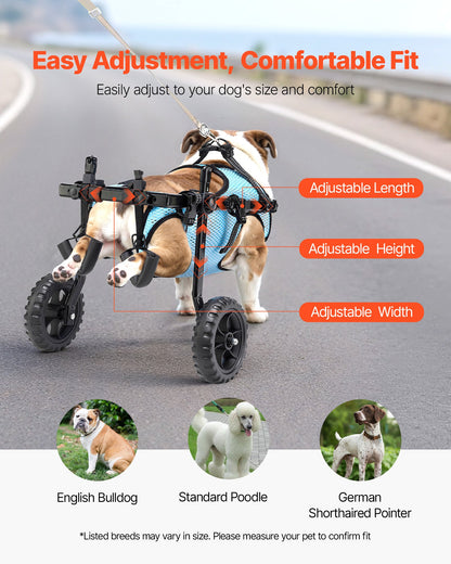 Dog Wheelchair for Back Legs, Adjustable 2 Wheels Pet Wheelchair, Lightweight Dog Cart with Shock-Absorbing V952-CWLYLLSZHMLLG0BX1001V0