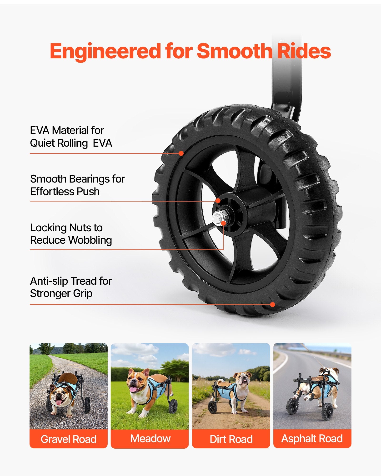 Dog Wheelchair for Back Legs, Adjustable 2 Wheels Pet Wheelchair, Lightweight Dog Cart with Shock-Absorbing Wheels, Mobility Support Wheel Chair for Disabled Injured Dogs up to 15kg, Medium