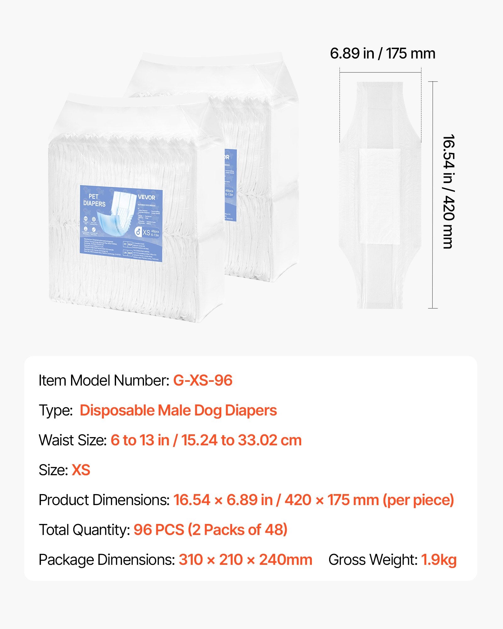 Disposable Male Dog Diapers, Super Absorbent Male Dog Wraps, 360 degrees Leak-Proof Belly Bands with Wetness V952-CWNBFDGG96PXSWPWY001V0