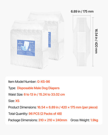 Disposable Male Dog Diapers, Super Absorbent Male Dog Wraps, 360 degrees Leak-Proof Belly Bands with Wetness V952-CWNBFDGG96PXSWPWY001V0