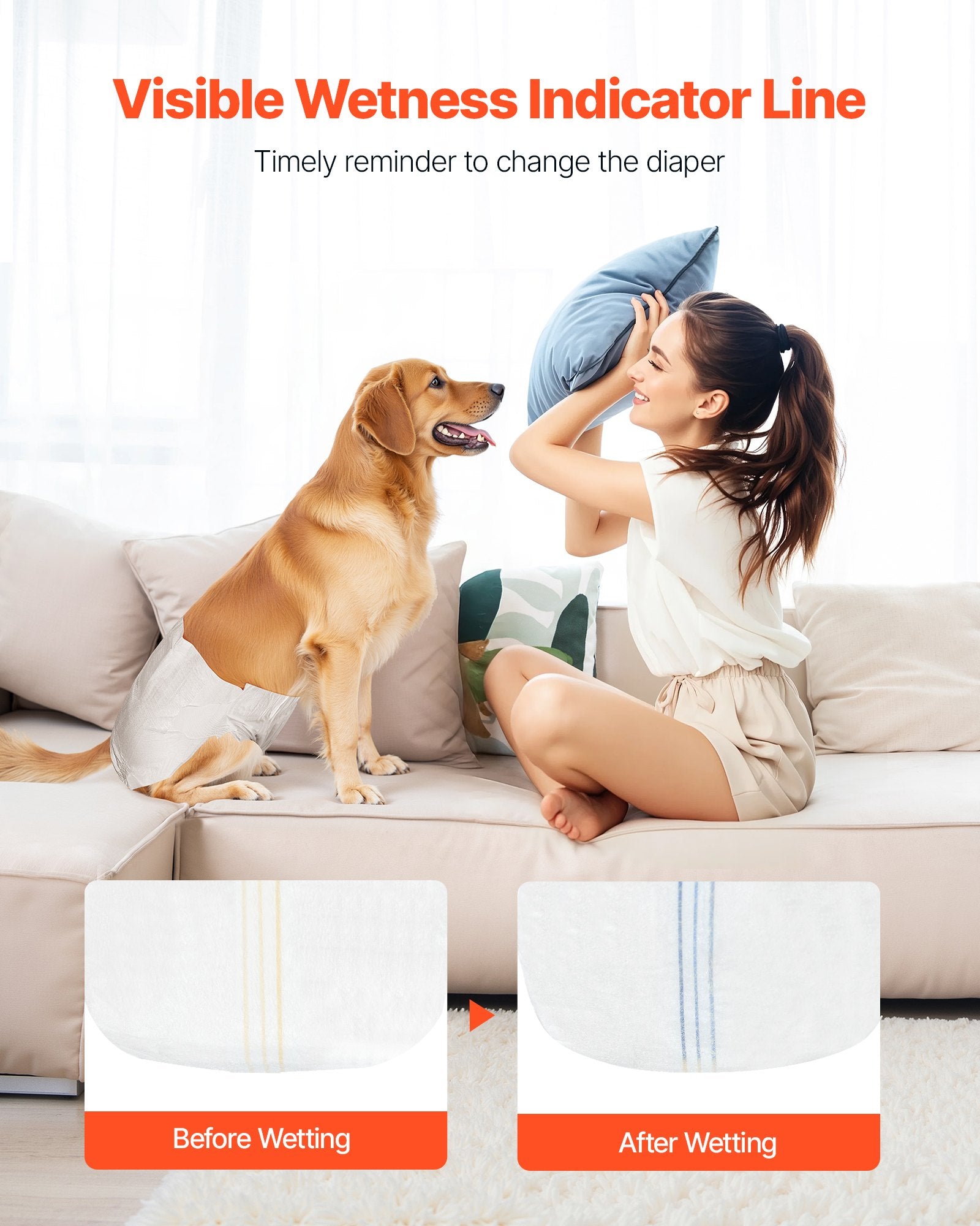 Disposable Dog Diapers, Super Absorbent Female Dog Diapers, 360 degrees Leak-Proof Female Doggy Pet Diaper V952-CWNBZNKMG144DSR9E001V0