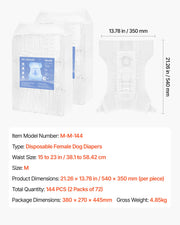 Disposable Dog Diapers, Super Absorbent Female Dog Diapers, 360 degrees Leak-Proof Female Doggy Pet Diaper V952-CWNBZNKMG144DSR9E001V0