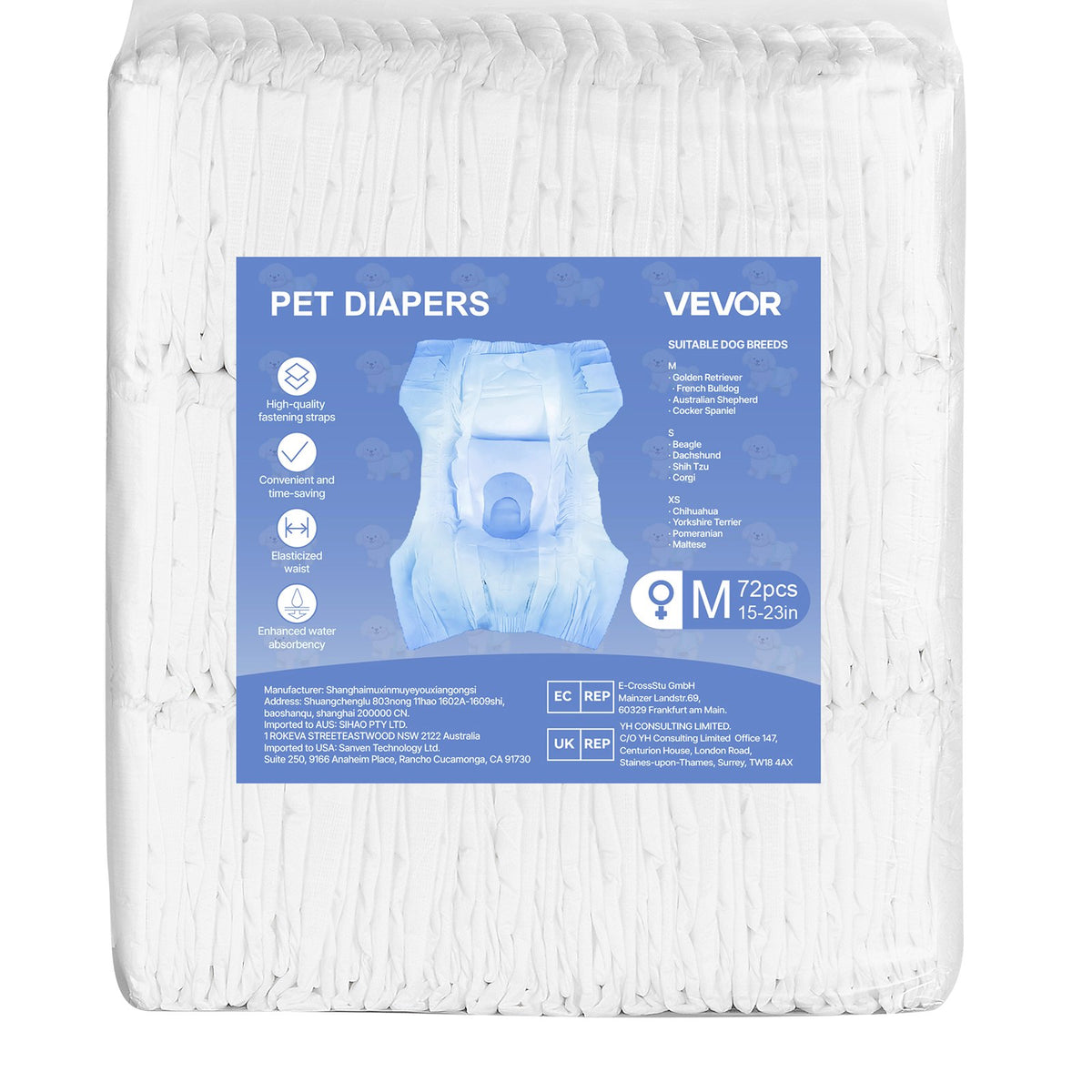 Disposable Dog Diapers, Super Absorbent Female Dog Diapers, 360 degrees Leak-Proof Female Doggy Pet Diaper V952-CWNBZNKMG144DSR9E001V0