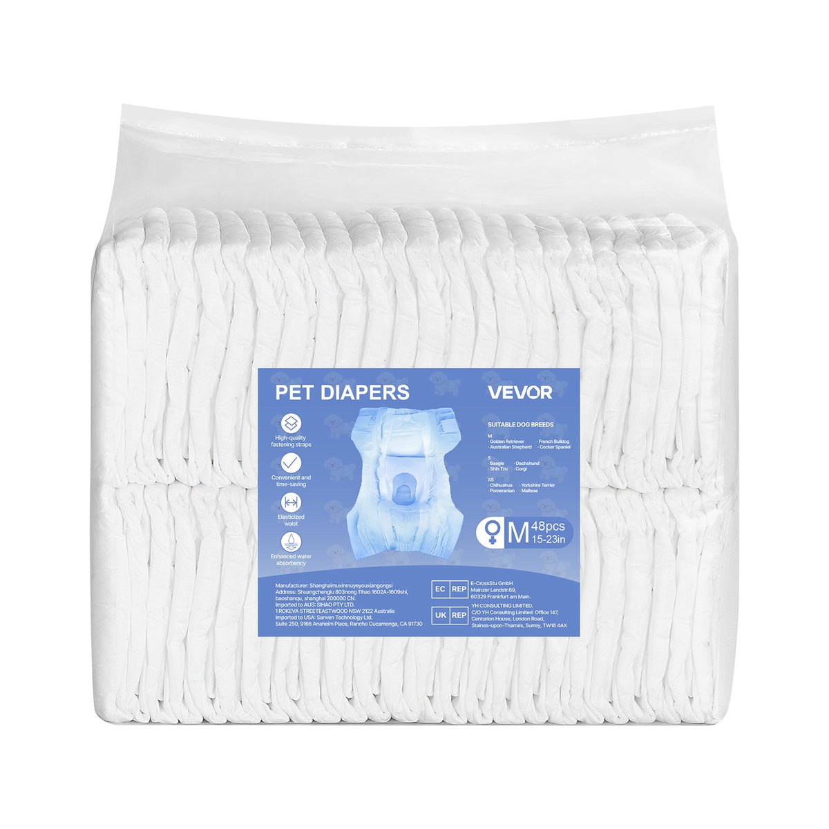 Disposable Dog Diapers, Super Absorbent Female Dog Diapers, 360 degrees Leak-Proof Female Doggy Pet Diaper V952-CWNBZNKMG96PE32U1001V0