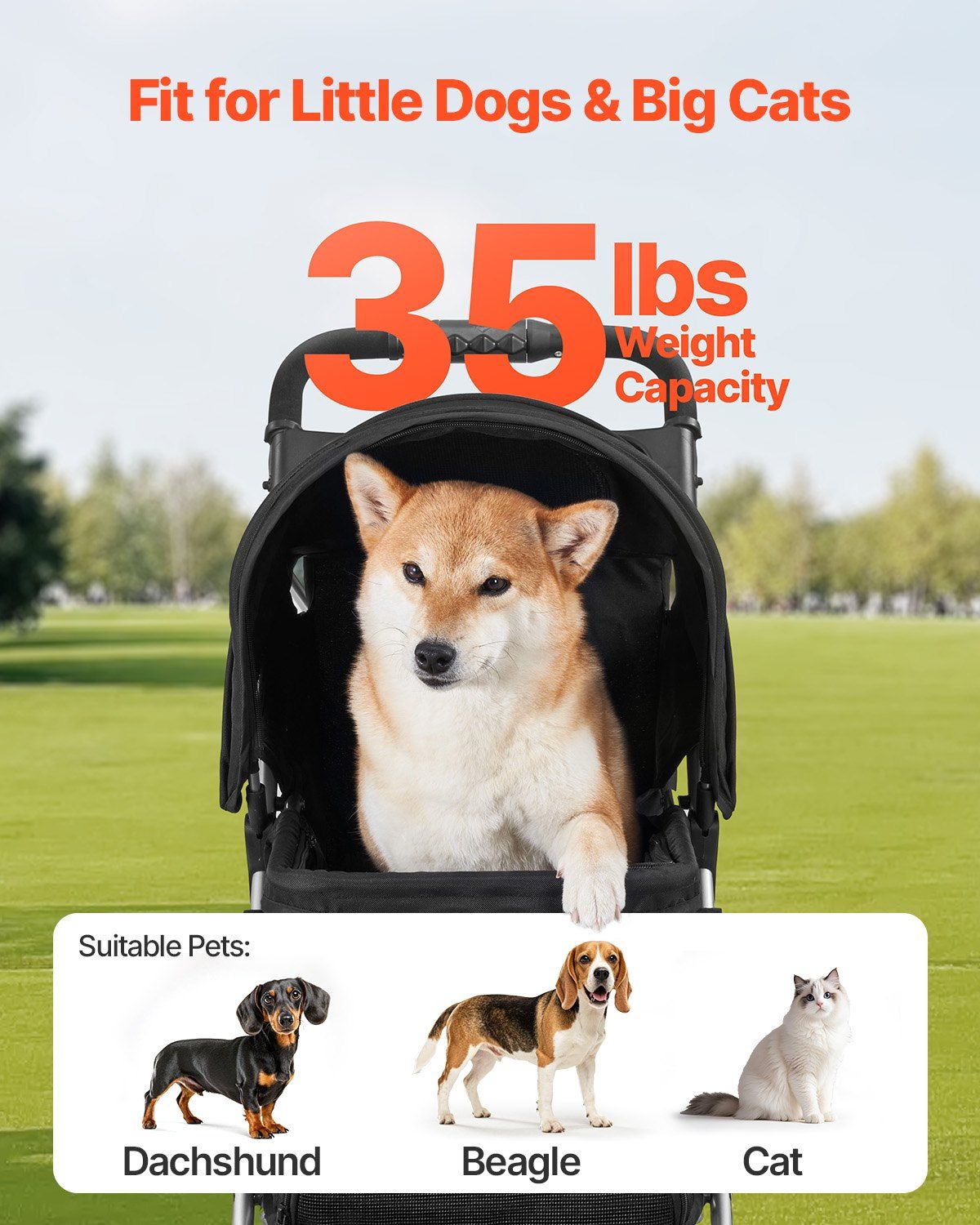Pet Stroller, 16KG Weight Capacity, Foldable Dog Stroller Cart, 3 Wheels Cats Strollers with Mesh Windows and V952-CWTCCGK3QSHD7TWPWV0