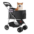 Pet Stroller, 16KG Weight Capacity, Foldable Dog Stroller Cart, 4 Wheels Cats Pram with Detachable Carrier & V952-CWTCCGK4QSHD9M2U7V0
