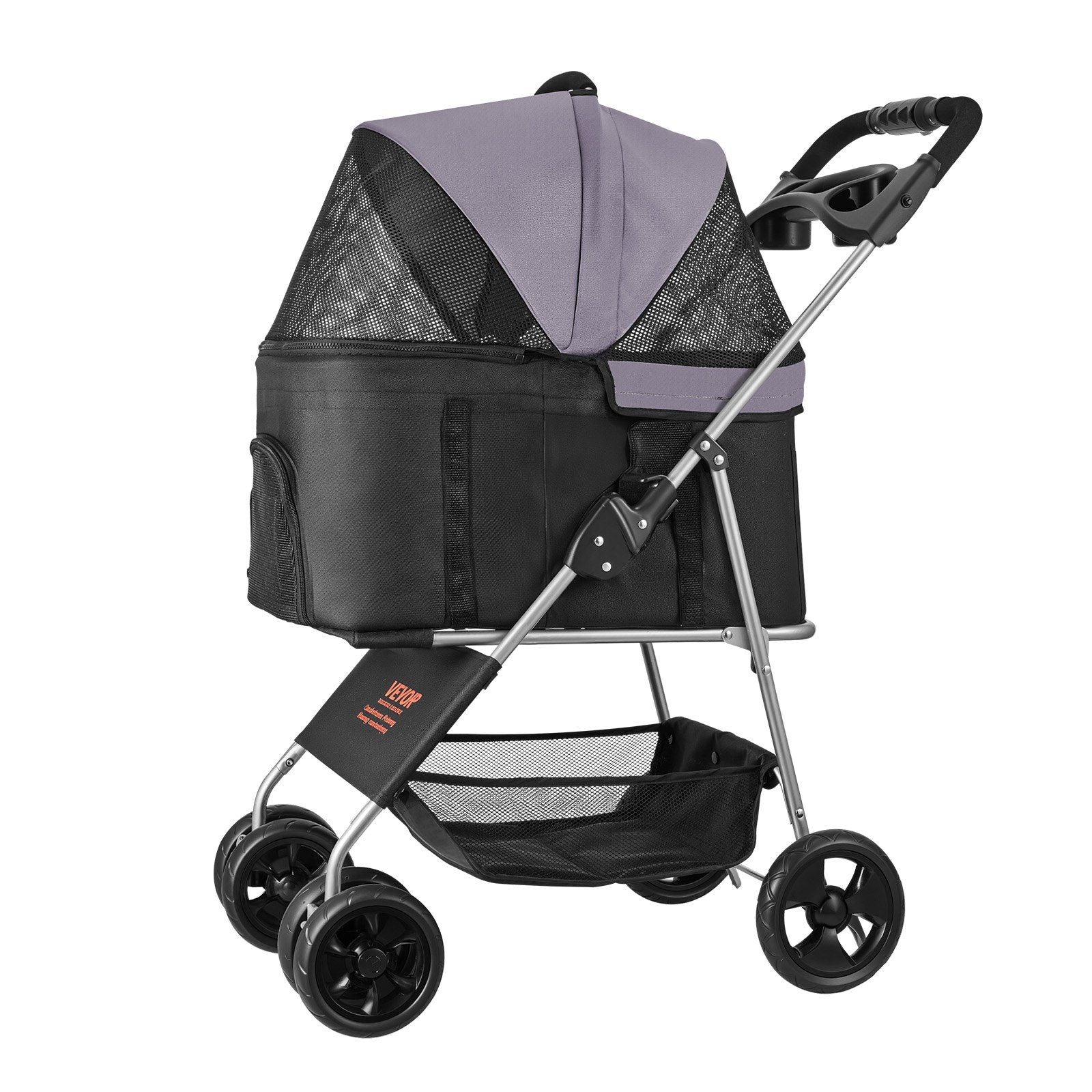 Pet Stroller, 16KG Weight Capacity, Foldable Dog Stroller Cart, 4 Wheels Cats Pram with Detachable Carrier & V952-CWTCCGK4QSHD9M2U7V0