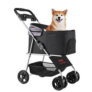Pet Stroller, 16KG Weight Capacity, Foldable Dog Stroller Cart, 4 Wheels Cats Pram with Detachable Carrier & V952-CWTCCGK4QSHD9M2U7V0