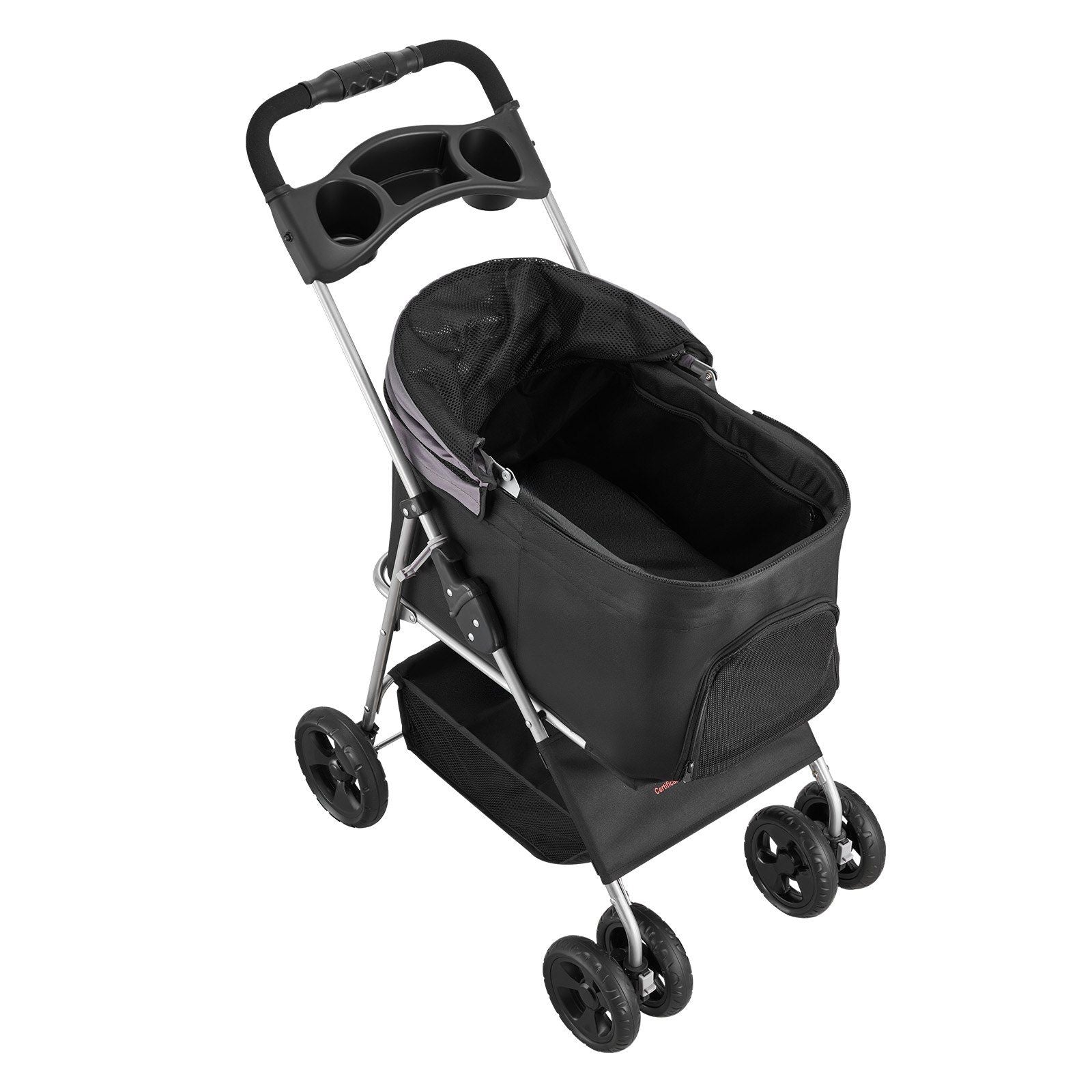 Pet Stroller, 16KG Weight Capacity, Foldable Dog Stroller Cart, 4 Wheels Cats Pram with Detachable Carrier & V952-CWTCCGK4QSHD9M2U7V0