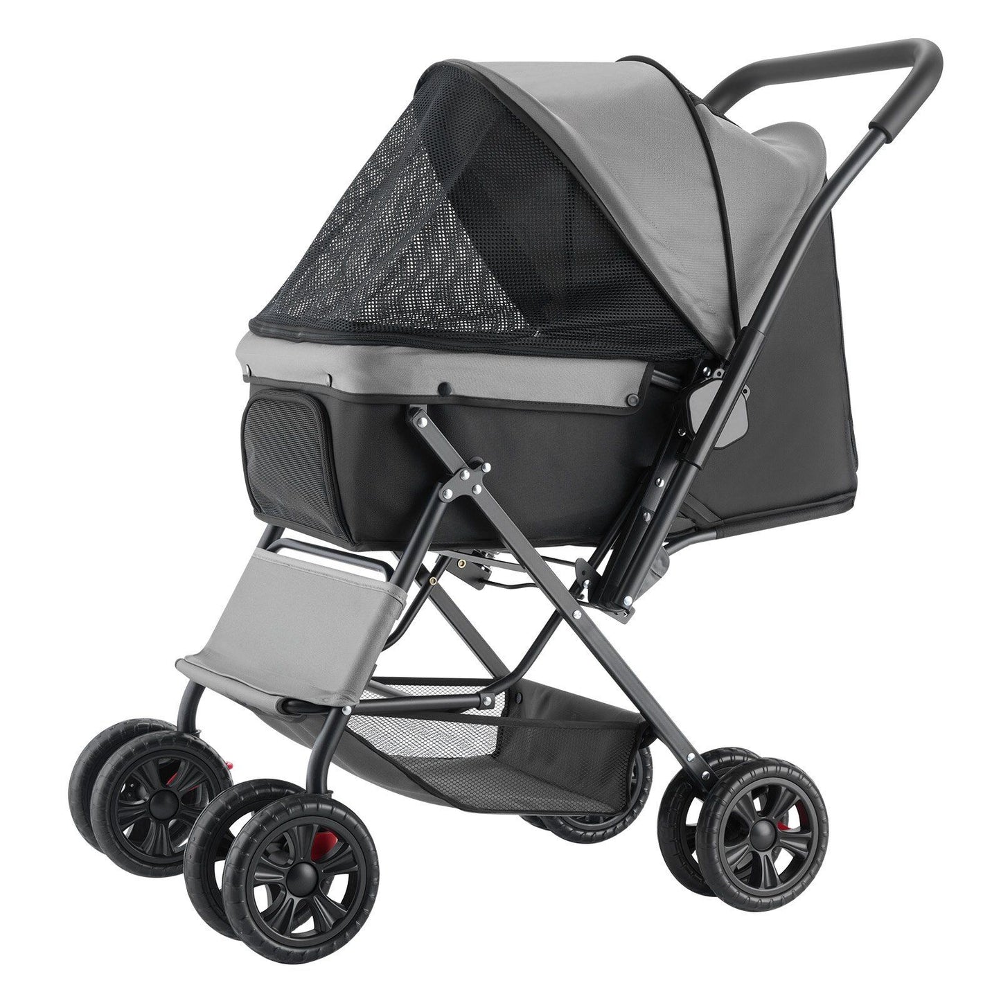 Pet Stroller, 20KG Weight Capacity, Foldable Dog Stroller Cart, 4 Wheels Cats Stroller with Mesh Windows & V952-CWTCCGK4QSHSAWPRUV0