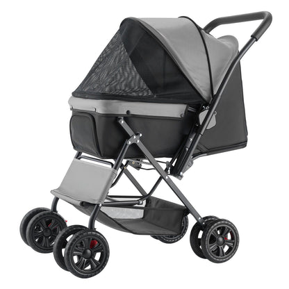 Pet Stroller, 20KG Weight Capacity, Foldable Dog Stroller Cart, 4 Wheels Cats Stroller with Mesh Windows & V952-CWTCCGK4QSHSAWPRUV0