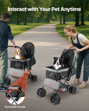Pet Stroller, 20KG Weight Capacity, Foldable Dog Stroller Cart, 4 Wheels Cats Stroller with Mesh Windows & V952-CWTCCGK4QSHSAWPRUV0