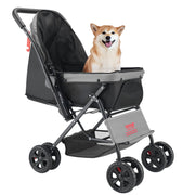 Pet Stroller, 20KG Weight Capacity, Foldable Dog Stroller Cart, 4 Wheels Cats Stroller with Mesh Windows & V952-CWTCCGK4QSHSAWPRUV0