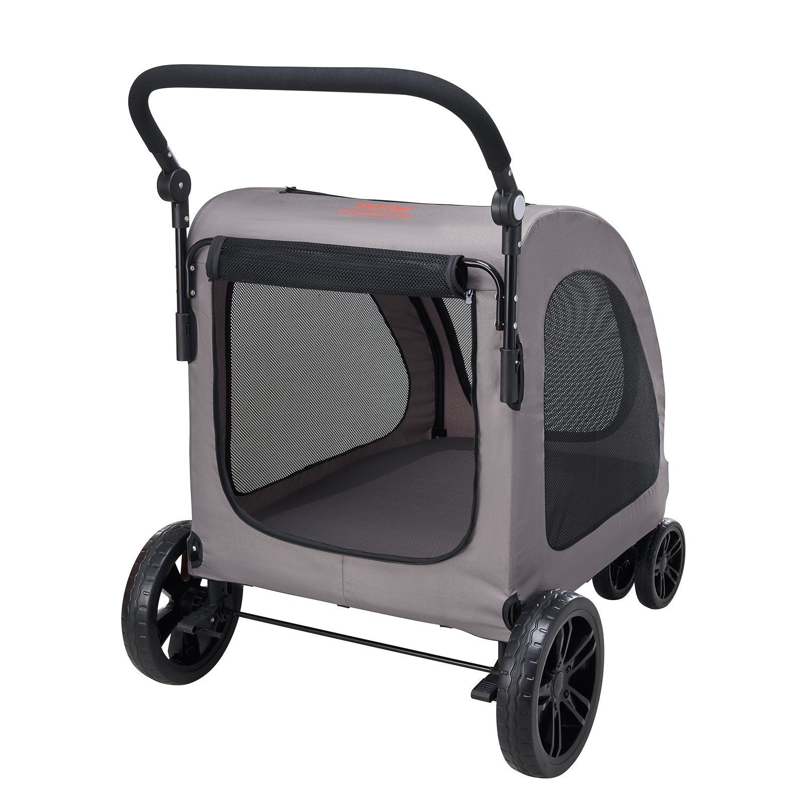 Pet Stroller, 4 Wheels Dog Stroller with Brakes, 160lbs Weight Capacity, Portable Puppy Stroller Carrier with V952-CWTCDHK4QSHD3F05MV0