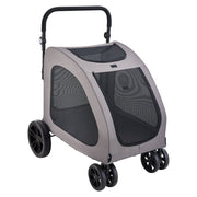Pet Stroller, 4 Wheels Dog Stroller with Brakes, 160lbs Weight Capacity, Portable Puppy Stroller Carrier with V952-CWTCDHK4QSHD3F05MV0