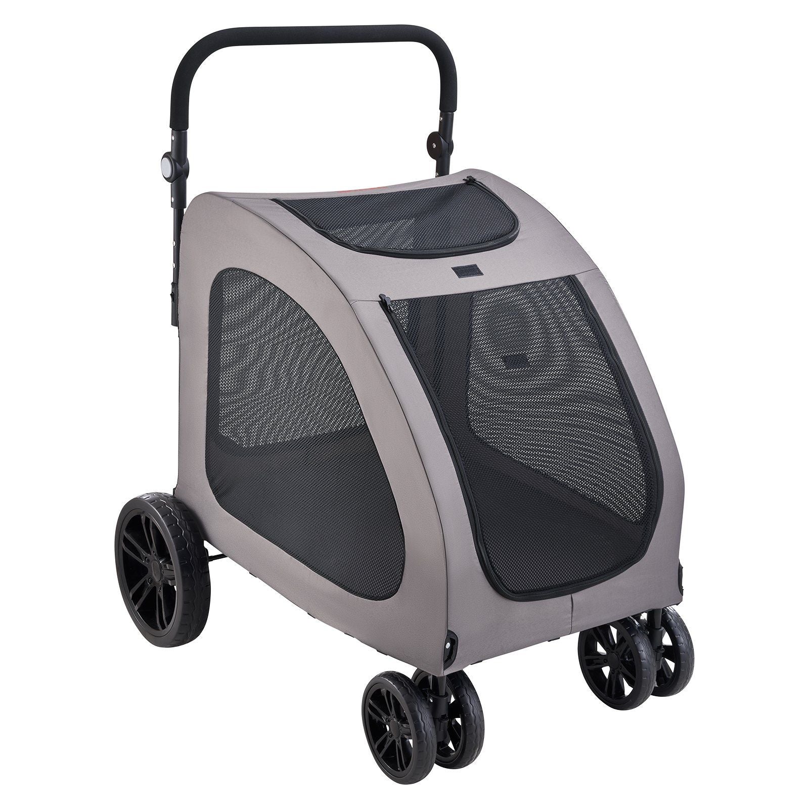 Pet Stroller, 4 Wheels Dog Stroller with Brakes, 160lbs Weight Capacity, Portable Puppy Stroller Carrier with V952-CWTCDHK4QSHD3F05MV0