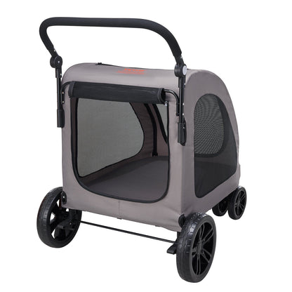Pet Stroller, 4 Wheels Dog Stroller with Brakes, 160lbs Weight Capacity, Portable Puppy Stroller Carrier with V952-CWTCDHK4QSHD3F05MV0