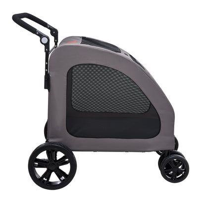Pet Stroller, 4 Wheels Dog Stroller with Brakes, 160lbs Weight Capacity, Portable Puppy Stroller Carrier with V952-CWTCDHK4QSHD3F05MV0