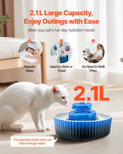 Ceramic Cat Water Fountain, 2.1 L Cupcake Pet Fountain, Porcelain Cat Water Dispenser with Ultra-Quiet Pump, V952-CWYSJLSTC21LWQMB6001V3