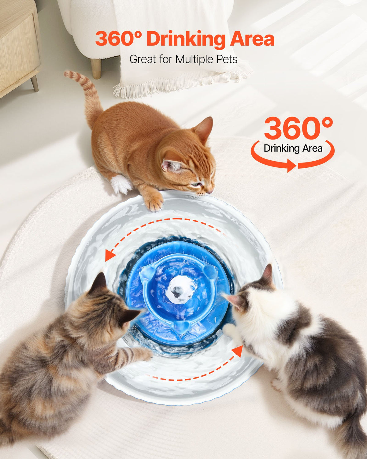 Ceramic Cat Water Fountain, 2.1 L Cupcake Pet Fountain, Porcelain Cat Water Dispenser with Ultra-Quiet Pump, V952-CWYSJLSTC21LWQMB6001V3