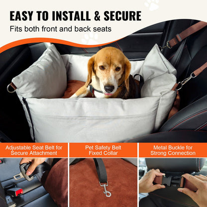 Dog Car Seat, Waterproof Dog Booster Seat for Car with Side Handles and A Storage Pocket, Clip-On Safety V952-CWZGQCZYHSSFEZZ75V0