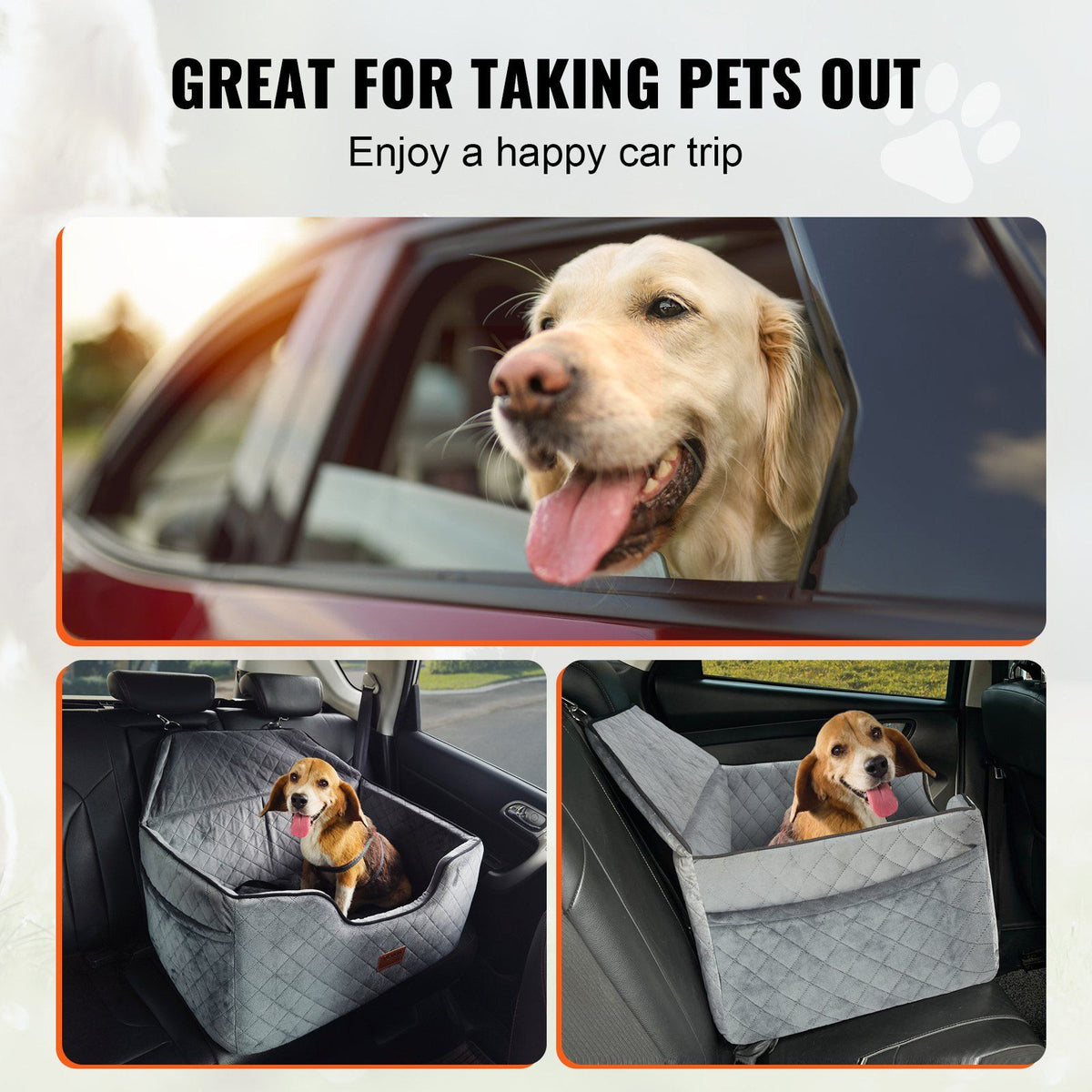 Dog Car Seat, Dog Booster Seat for Car with A Storage Pocket, Pet Car Seat with Clip-On Safety Leash, Sponge V952-CWZGQCZYHSSFWKF5YV0