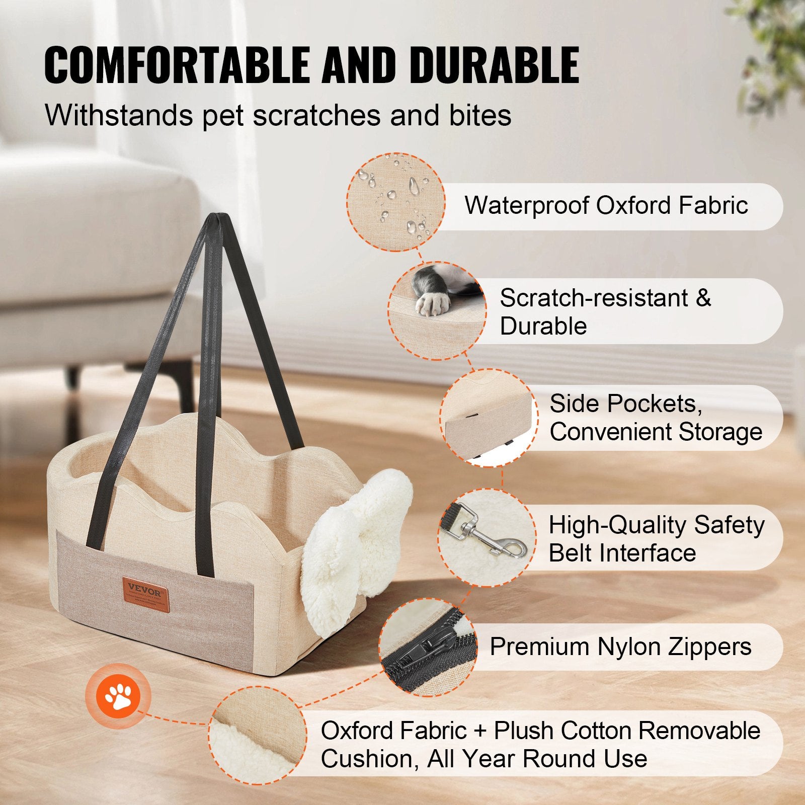 Center Console Dog Car Seat Dog Booster Car Seat for Small Dog 3.6 kg V952-CWZGQCZYQHSXR152ZV0