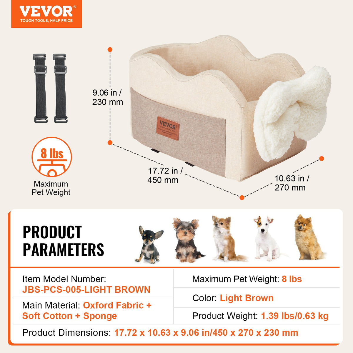 Center Console Dog Car Seat Dog Booster Car Seat for Small Dog 3.6 kg V952-CWZGQCZYQHSXR152ZV0